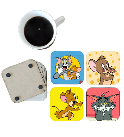 Tom ve Jerry ahşap bardak altlığı seti