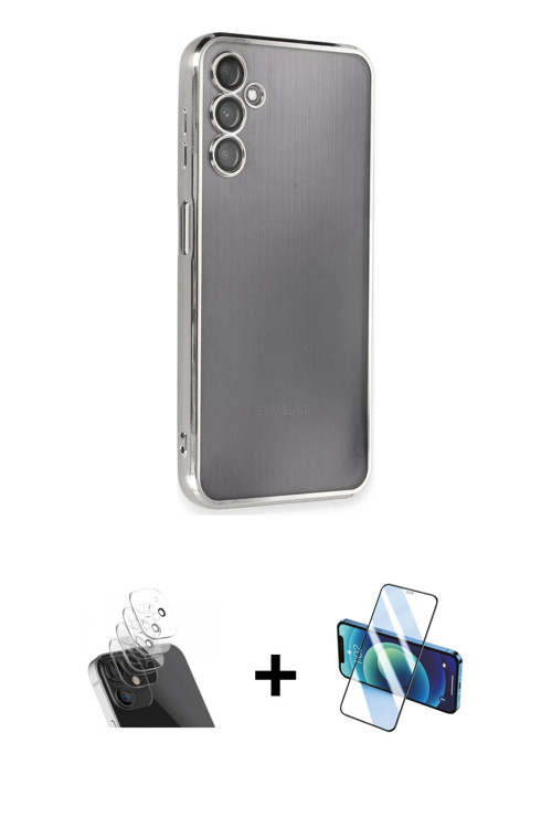 ieg™ Galaxy A14 4G Kılıf Vadi Minimal - Siyah 3D Antistatik Seramik Nano Ekran Koruyucu + Şeffaf Kam