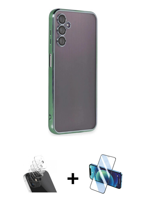 ieg™ Galaxy A14 4G Kılıf Vadi Minimal - Siyah 3D Antistatik Seramik Nano Ekran Koruyucu + Şeffaf Kam