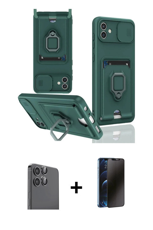 ieg™ Galaxy A06 Kılıf Vadi Form Prime - Siyah 3D Antistatik Hayalet Cam Ekran Koruyucu + Siyah Raze