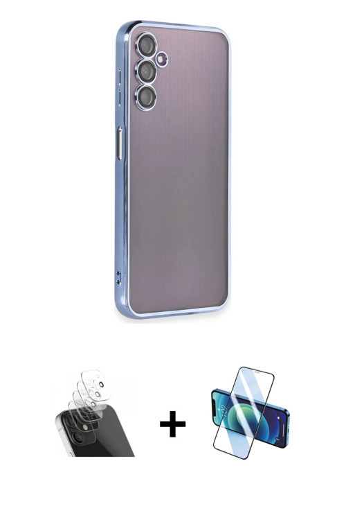 ieg™ Galaxy A14 4G Kılıf Vadi Minimal - Siyah 3D Antistatik Seramik Nano Ekran Koruyucu + Şeffaf Kam