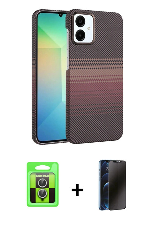 ieg™ Galaxy A07 4G Kılıf Doruk Serisi - Siyah 3D Antistatik Hayalet Cam Ekran Koruyucu + Gümüş Raze