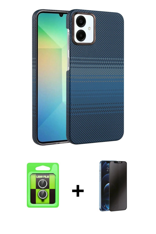 ieg™ Galaxy A07 4G Kılıf Doruk Serisi - Siyah 3D Antistatik Hayalet Cam Ekran Koruyucu + Gümüş Raze