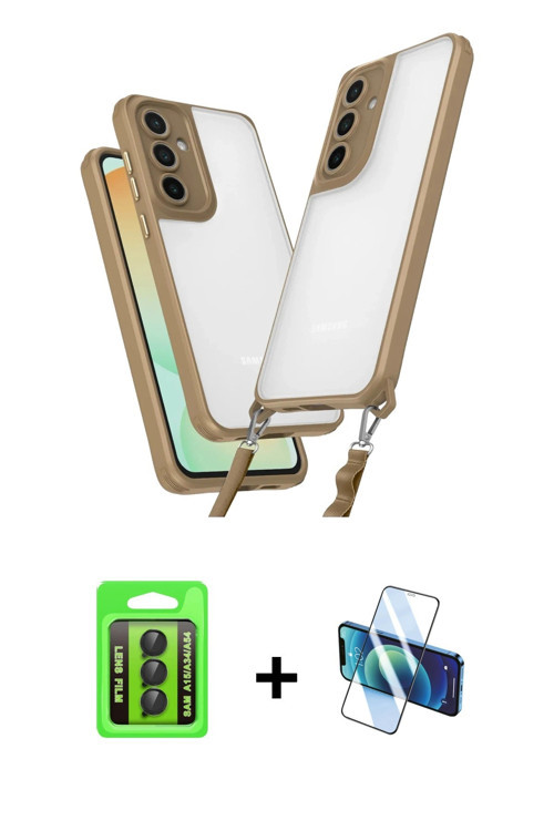 ieg™ Galaxy A15 4G Kılıf Ufuk Klasik - Siyah 3D Antistatik Cam Ekran Koruyucu + Siyah Raze Metal Kam