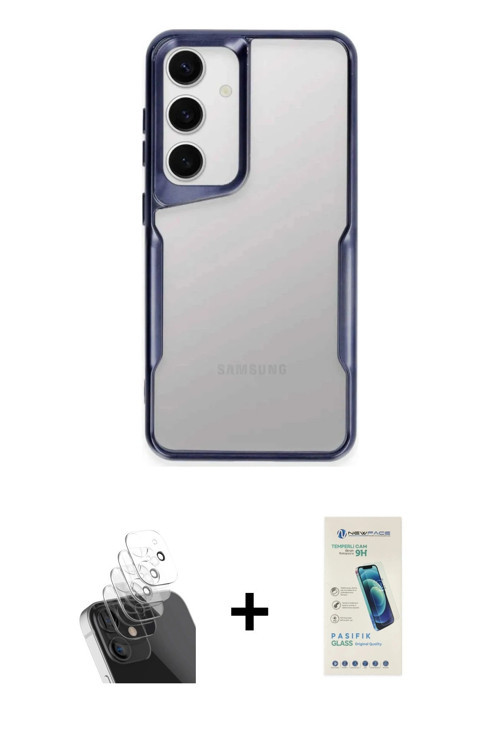 ieg™ Galaxy A15 4G Kılıf Akış Çizgi Koleksiyonu - Şeffaf Pasifik Cam Ekran Koruyucu + Şeffaf Kamera