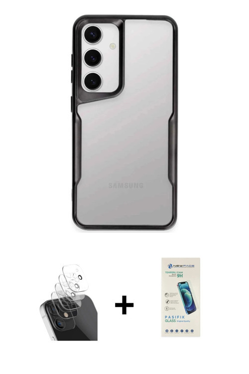 ieg™ Galaxy A15 4G Kılıf Akış Çizgi Koleksiyonu - Şeffaf Pasifik Cam Ekran Koruyucu + Şeffaf Kamera