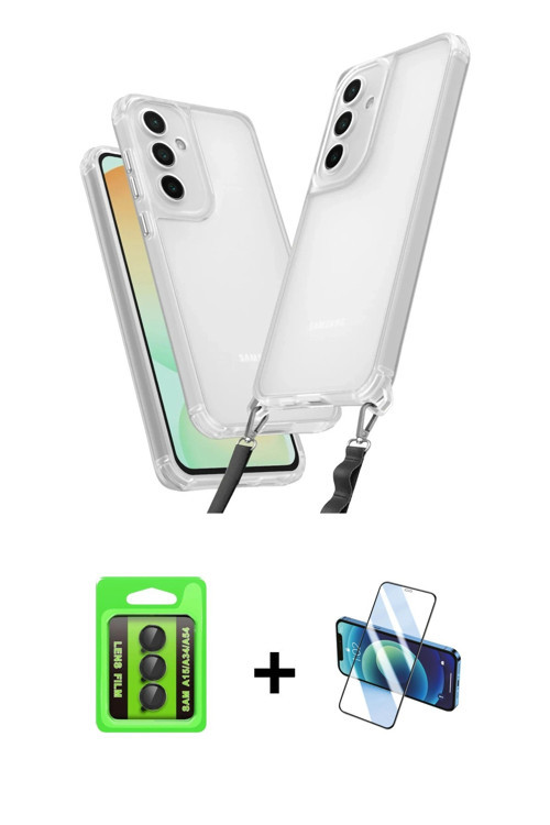 ieg™ Galaxy A15 4G Kılıf Ufuk Klasik - Siyah 3D Antistatik Cam Ekran Koruyucu + Siyah Raze Metal Kam