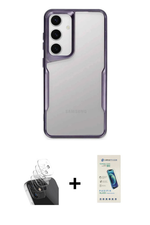 ieg™ Galaxy A15 4G Kılıf Akış Çizgi Koleksiyonu - Şeffaf Pasifik Cam Ekran Koruyucu + Şeffaf Kamera