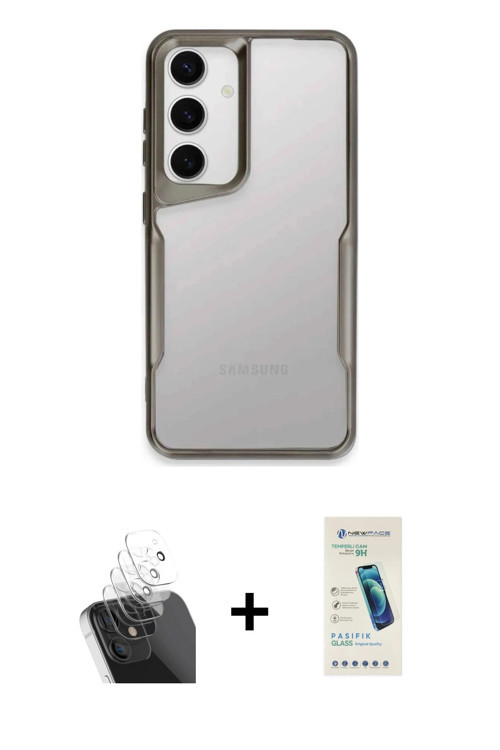 ieg™ Galaxy A15 4G Kılıf Akış Çizgi Koleksiyonu - Şeffaf Pasifik Cam Ekran Koruyucu + Şeffaf Kamera
