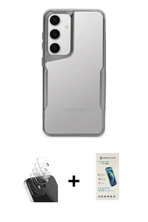 ieg™ Galaxy A15 4G Kılıf Akış Çizgi Koleksiyonu - Şeffaf Pasifik Cam Ekran Koruyucu + Şeffaf Kamera