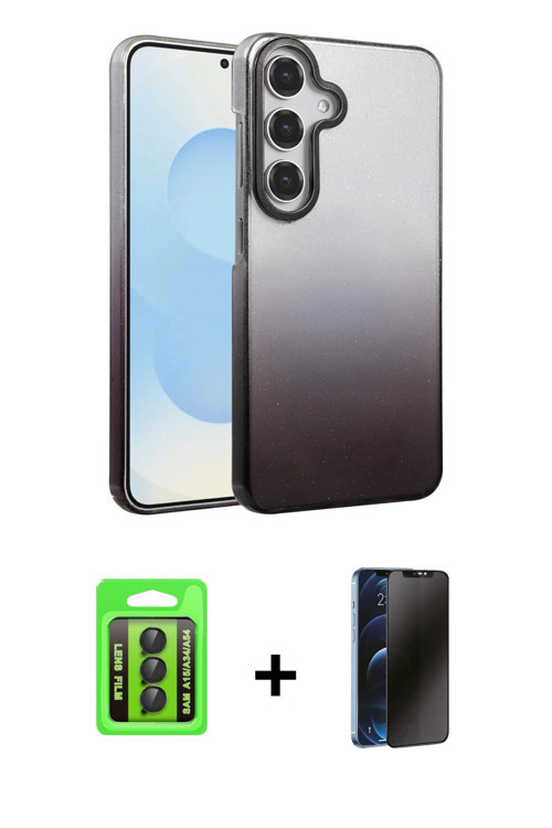 ieg™ Galaxy A15 4G Kılıf Kıvılcım Minimal Özel Seri - Siyah 3D Antistatik Hayalet Cam Ekran Koruyucu