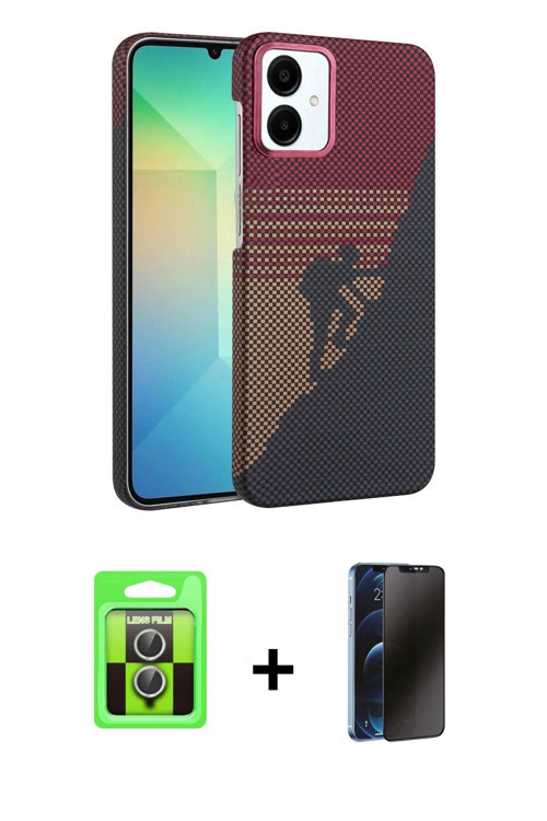 ieg™ Galaxy A07 4G Kılıf Doruk Serisi - Siyah 3D Antistatik Hayalet Cam Ekran Koruyucu + Gümüş Raze