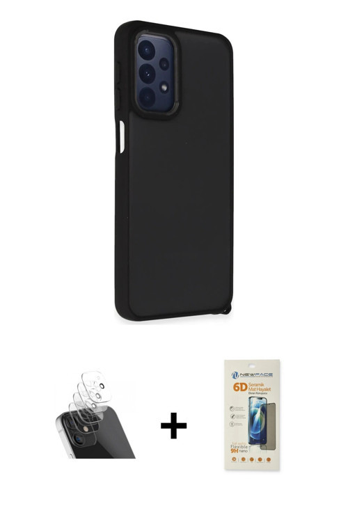 ieg™ Galaxy A23 4G Kılıf Atlas Form - Siyah 6D Mat Seramik Hayalet Nano Ekran Koruyucu + Şeffaf Kame