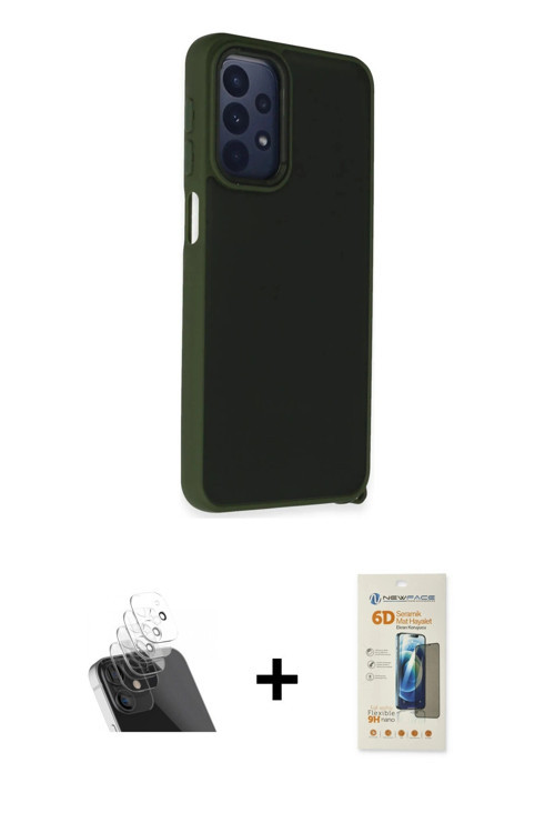 ieg™ Galaxy A23 4G Kılıf Atlas Form - Siyah 6D Mat Seramik Hayalet Nano Ekran Koruyucu + Şeffaf Kame