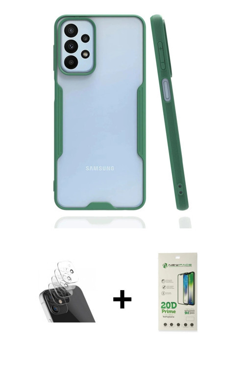 ieg™ Galaxy A23 4G Kılıf Atlas Asil Serisi - Siyah 20D Premium Cam Ekran Koruyucu + Şeffaf Kamera Le