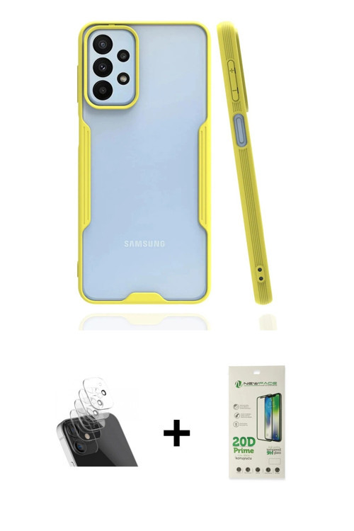 ieg™ Galaxy A23 4G Kılıf Atlas Asil Serisi - Siyah 20D Premium Cam Ekran Koruyucu + Şeffaf Kamera Le