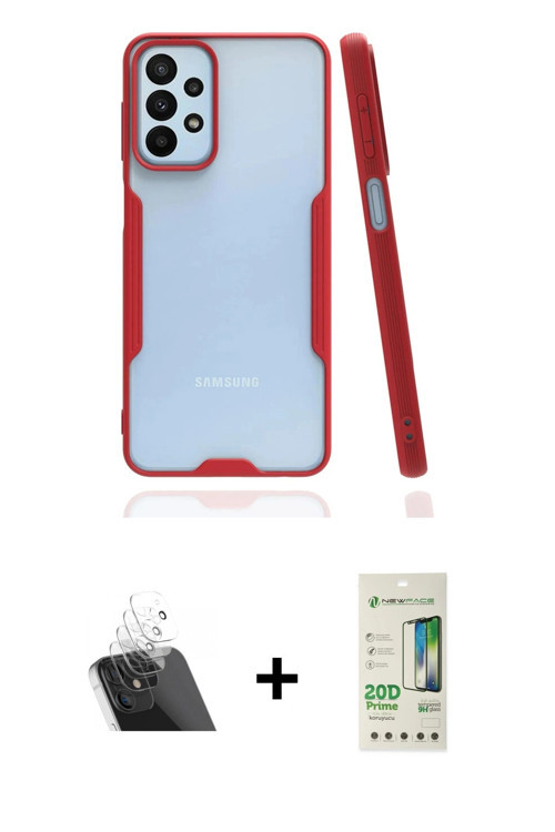 ieg™ Galaxy A23 4G Kılıf Atlas Asil Serisi - Siyah 20D Premium Cam Ekran Koruyucu + Şeffaf Kamera Le