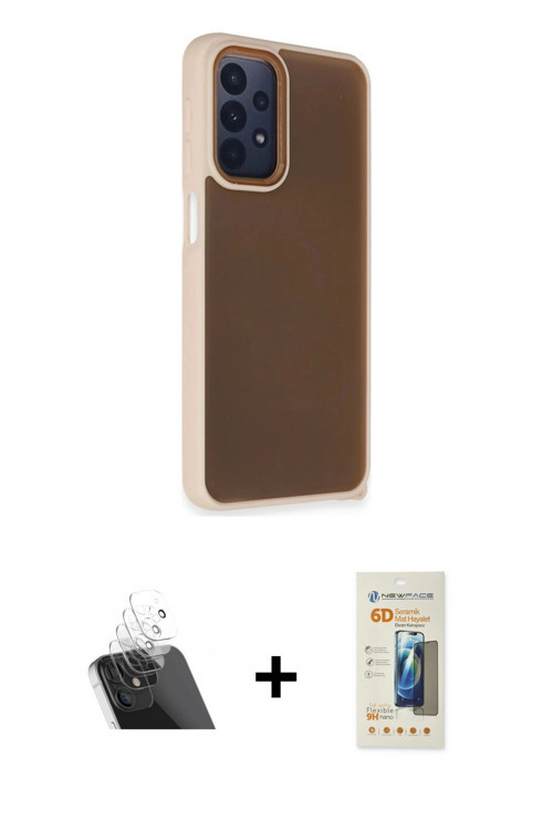 ieg™ Galaxy A23 4G Kılıf Atlas Form - Siyah 6D Mat Seramik Hayalet Nano Ekran Koruyucu + Şeffaf Kame