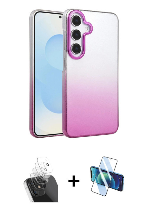 ieg™ Galaxy A25 5G Kılıf Kıvılcım Minimal Özel Seri - Siyah 3D Antistatik Cam Ekran Koruyucu + Şeffa