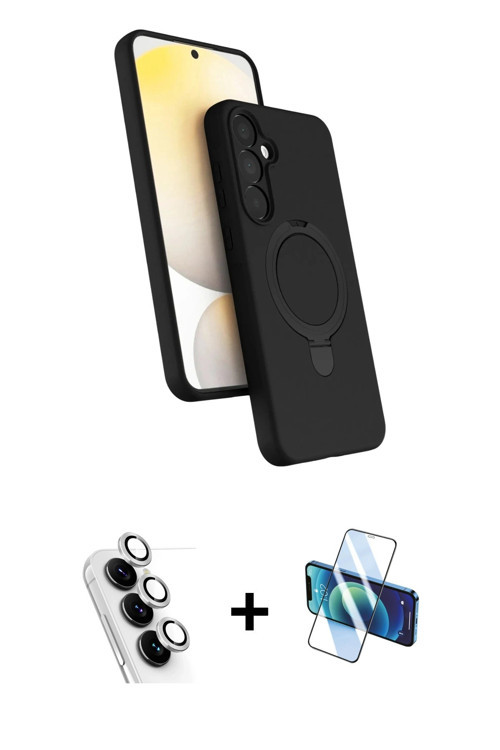 ieg™ Galaxy A25 5G Kılıf İz Işık Koleksiyonu - Siyah 3D Antistatik Seramik Nano Ekran Koruyucu + Güm