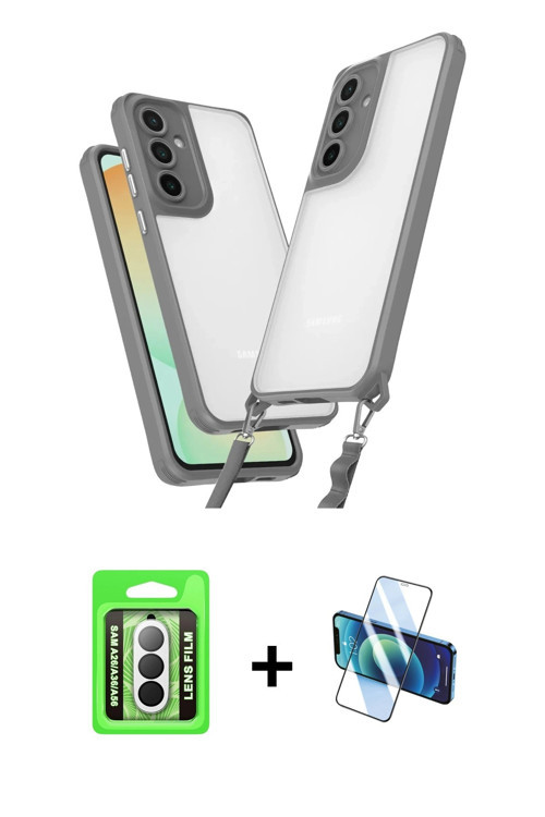 ieg™ Galaxy A26 Kılıf Ufuk Klasik - Siyah 3D Antistatik Cam Ekran Koruyucu + Gümüş Raze Metal Kamera