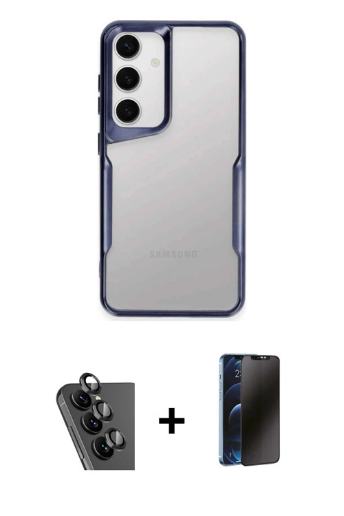 ieg™ Galaxy A25 5G Kılıf Akış Çizgi Koleksiyonu - Siyah 3D Antistatik Hayalet Cam Ekran Koruyucu + S