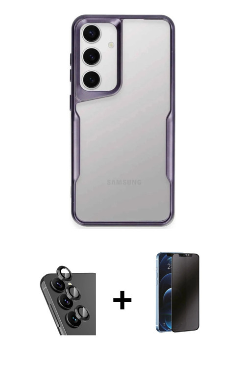 ieg™ Galaxy A25 5G Kılıf Akış Çizgi Koleksiyonu - Siyah 3D Antistatik Hayalet Cam Ekran Koruyucu + S
