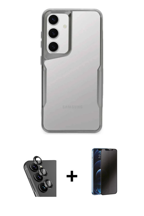ieg™ Galaxy A25 5G Kılıf Akış Çizgi Koleksiyonu - Siyah 3D Antistatik Hayalet Cam Ekran Koruyucu + S