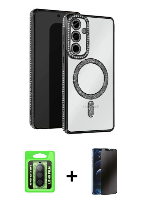 ieg™ Galaxy A26 Kılıf Zirve Doku Prime - Siyah 3D Antistatik Hayalet Cam Ekran Koruyucu + Siyah Raze