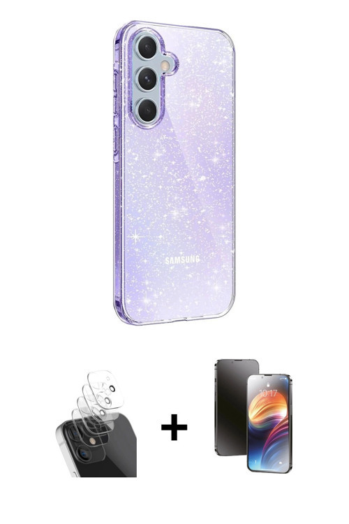 ieg™ Galaxy A25 5G Kılıf Yankı Doku Prime - Siyah 3D Antistatik Mat Seramik Nano Ekran Koruyucu + Şe