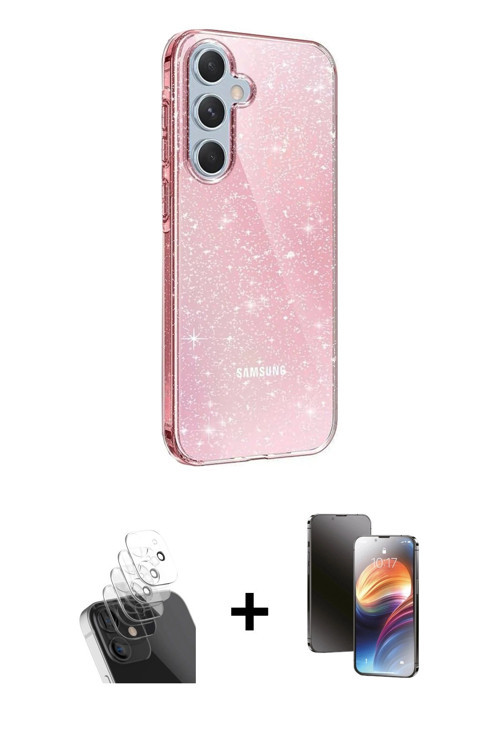 ieg™ Galaxy A25 5G Kılıf Yankı Doku Prime - Siyah 3D Antistatik Mat Seramik Nano Ekran Koruyucu + Şe
