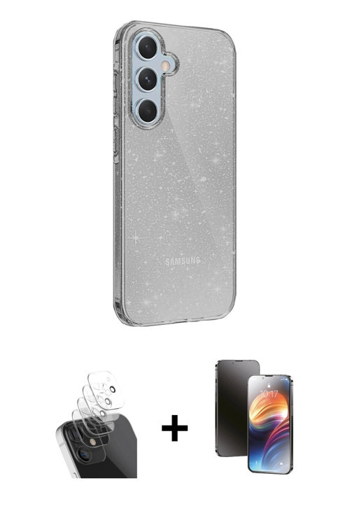 ieg™ Galaxy A25 5G Kılıf Yankı Doku Prime - Siyah 3D Antistatik Mat Seramik Nano Ekran Koruyucu + Şe