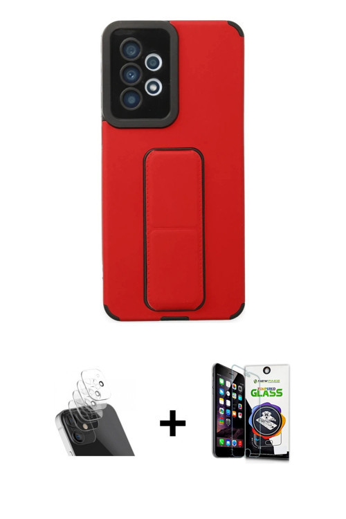 ieg™ Galaxy A33 5G Kılıf Çekirdek Yansıma - Şeffaf Temperli Cam Ekran Koruyucu + Şeffaf Kamera Lens