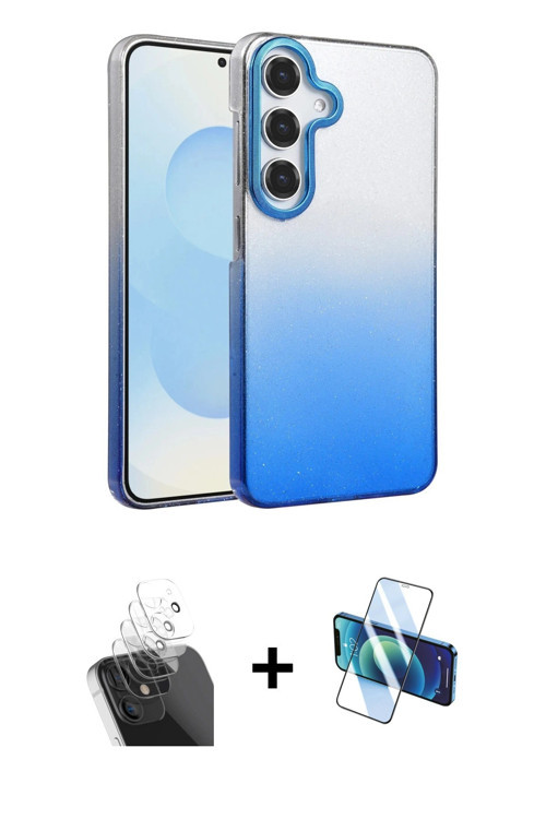 ieg™ Galaxy A25 5G Kılıf Kıvılcım Minimal Özel Seri - Siyah 3D Antistatik Cam Ekran Koruyucu + Şeffa
