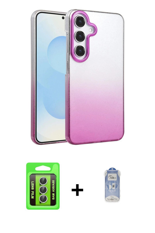 ieg™ Galaxy A35 5G Kılıf Kıvılcım Minimal Özel Seri - Siyah Joko Magic 5D Cam + Gümüş Raze Metal Kam
