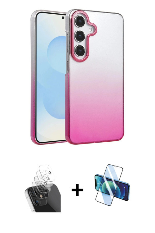 ieg™ Galaxy A25 5G Kılıf Kıvılcım Minimal Özel Seri - Siyah 3D Antistatik Cam Ekran Koruyucu + Şeffa