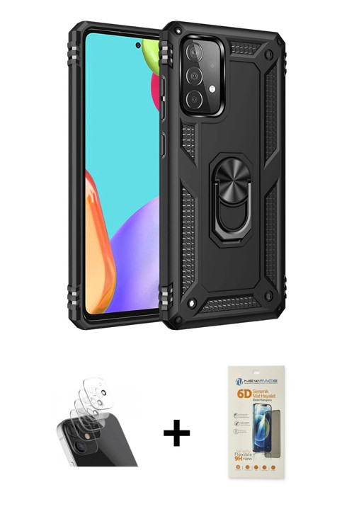 ieg™ Galaxy A33 5G Kılıf Ahenk Klasik Koleksiyonu - Siyah 6D Mat Seramik Hayalet Nano Ekran Koruyucu