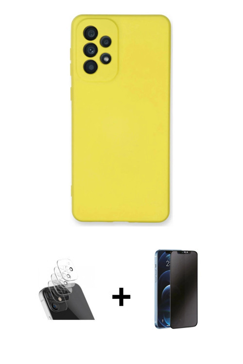 ieg™ Galaxy A53 5G Kılıf Ahenk Serisi - Siyah 3D Antistatik Hayalet Cam Ekran Koruyucu + Şeffaf Kame