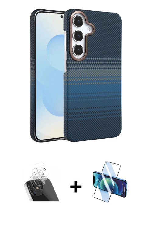 ieg™ Galaxy A54 5G Kılıf Doruk Serisi - Siyah 3D Antistatik Seramik Nano Ekran Koruyucu + Şeffaf Kam