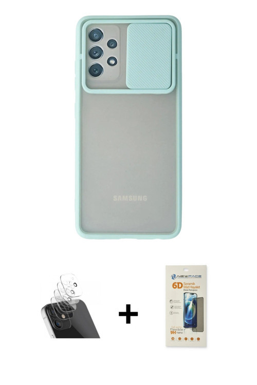 ieg™ Galaxy A72 Kılıf Vadi Çizgi - Siyah 6D Mat Seramik Hayalet Nano Ekran Koruyucu + Şeffaf Kamera
