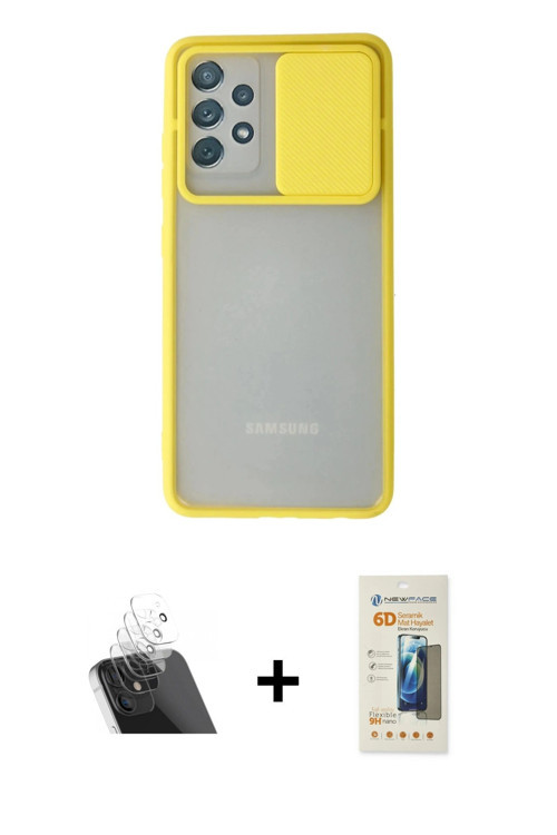 ieg™ Galaxy A72 Kılıf Vadi Çizgi - Siyah 6D Mat Seramik Hayalet Nano Ekran Koruyucu + Şeffaf Kamera