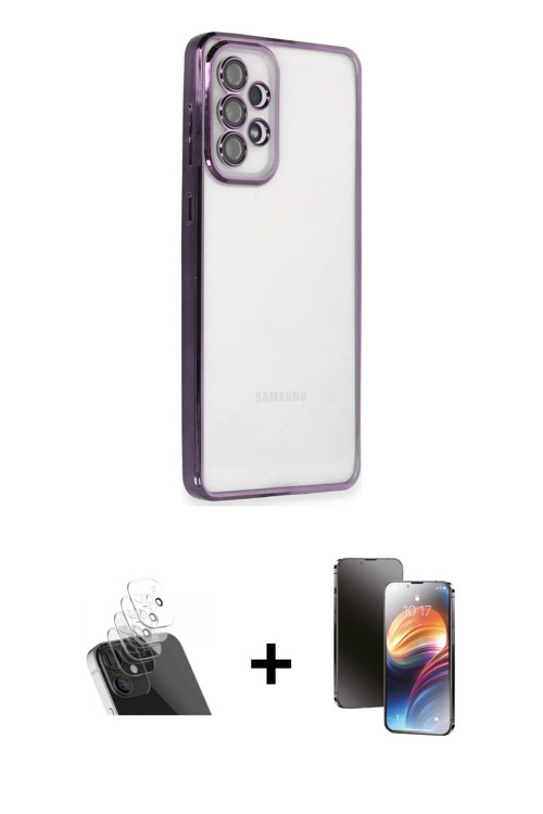 ieg™ Galaxy A73 5G Kılıf Vadi Minimal - Siyah 3D Antistatik Mat Seramik Nano Ekran Koruyucu + Şeffaf