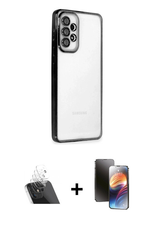 ieg™ Galaxy A73 5G Kılıf Vadi Minimal - Siyah 3D Antistatik Mat Seramik Nano Ekran Koruyucu + Şeffaf