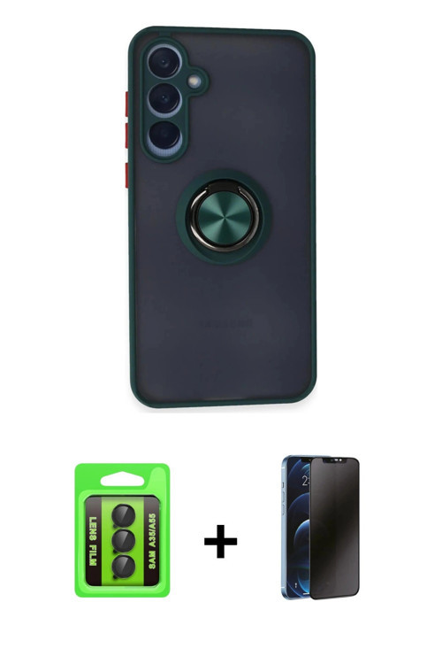 ieg™ Galaxy A35 5G Kılıf Yörünge Çizgi - Siyah 3D Antistatik Hayalet Cam Ekran Koruyucu + Siyah Raze