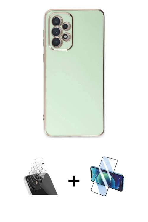 ieg™ Galaxy A73 5G Kılıf Yankı Serisi - Siyah 3D Antistatik Cam Ekran Koruyucu + Şeffaf Kamera Lens