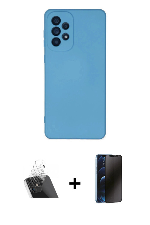 ieg™ Galaxy A53 5G Kılıf Ahenk Serisi - Siyah 3D Antistatik Hayalet Cam Ekran Koruyucu + Şeffaf Kame