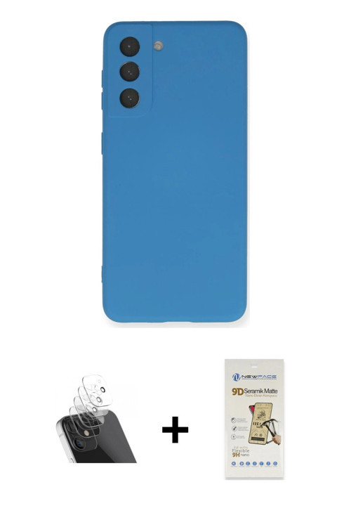ieg™ Galaxy S21 FE Kılıf Ahenk Serisi - Siyah Mat Seramik Nano Ekran Koruyucu + Şeffaf Kamera Lens K