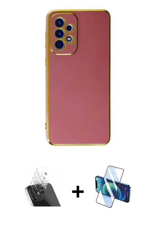 ieg™ Galaxy A73 5G Kılıf Yankı Serisi - Siyah 3D Antistatik Cam Ekran Koruyucu + Şeffaf Kamera Lens