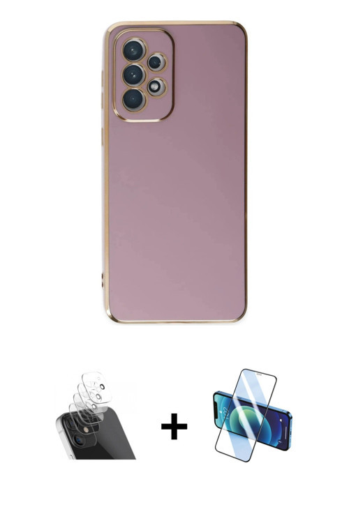 ieg™ Galaxy A73 5G Kılıf Yankı Serisi - Siyah 3D Antistatik Cam Ekran Koruyucu + Şeffaf Kamera Lens