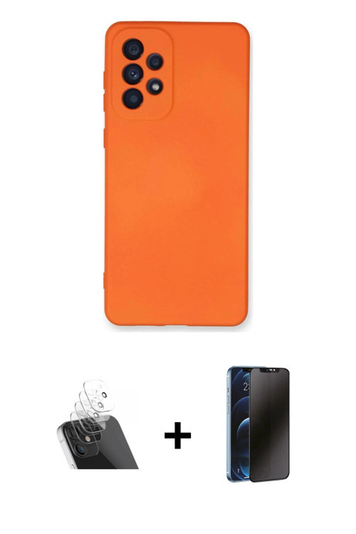 ieg™ Galaxy A53 5G Kılıf Ahenk Serisi - Siyah 3D Antistatik Hayalet Cam Ekran Koruyucu + Şeffaf Kame